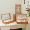Solid wood earrings, studs and rings two-in-one storage box
