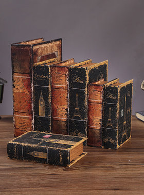 欧式复古装饰书仿真书摆件皮革假书藏手机盒子拍照摄影道具书模型