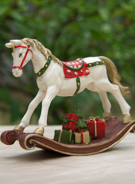 圣诞节装饰礼物树脂摇马木马家居客厅书柜房间布置摆件送友礼品