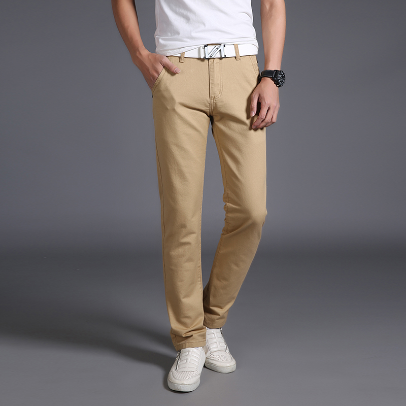 casual cotton trousers khaki men chino straight pants休闲裤-图0