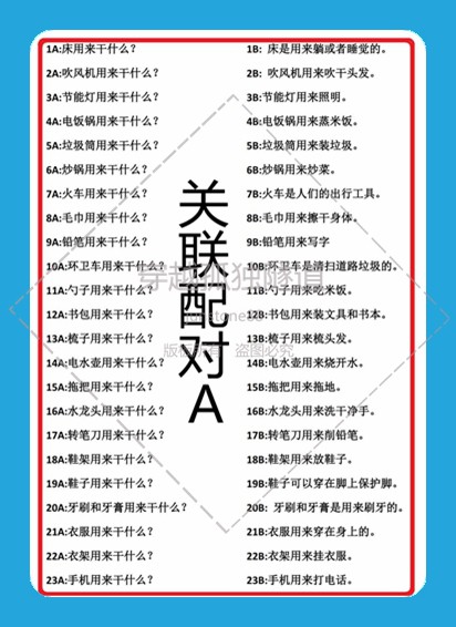 自闭症儿童物品功能关联配对卡片ABA思维认知理解什么用来干教具