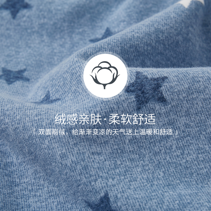 三枪官方旗舰店三枪睡衣秋冬女睡裙磨毛弹力圆领印花宽松保暖居家女士长袖家居裙2