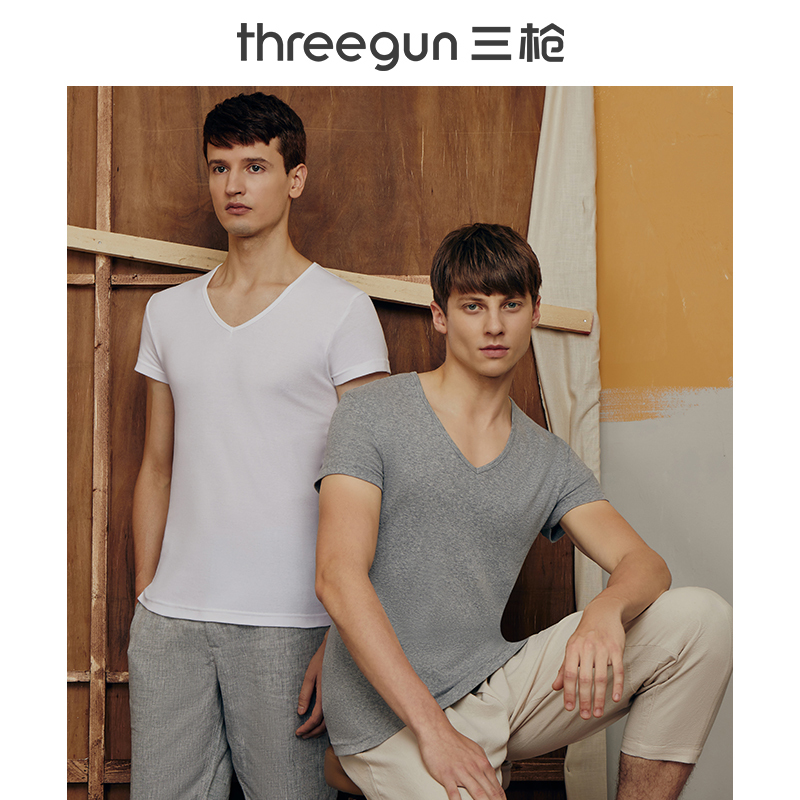 Three gun men's Vest Xinjiang pure cotton hurdle sports fitness bottomed T-shirt cotton t-shirt men's wear tide