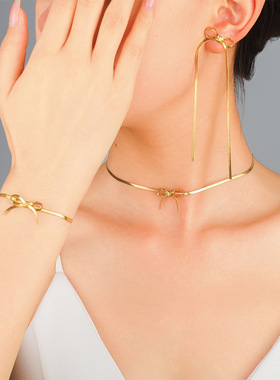 意大利首饰蝴蝶结套装手链项链