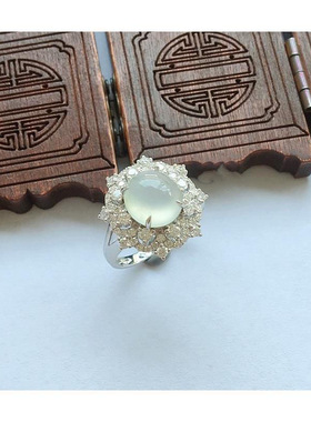 新款金镶嵌石圆蛋雪花戒指新款女