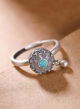 复古六字真言八瓣莲花指环设计开