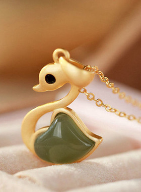 小仙女气质优雅古典天鹅吊坠项链