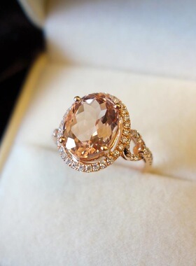 椭圆金粉摩根石金镶钻时尚气质百