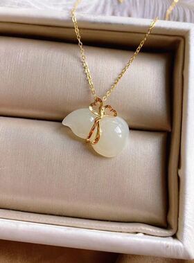 女款镀金项链配葫芦白玉玉吊坠