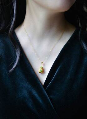 吊坠沙金玉石福禄寿项链