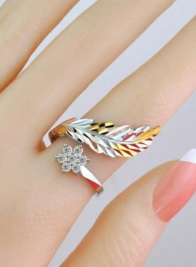 复古镀银活口戒指女彩花气质时尚