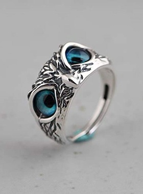 创意ins猫头鹰转运霸气戒指男女
