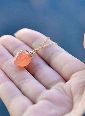 草莓吊坠银镀金简约小巧精致轻奢