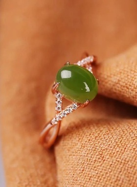 蛋面活口开口戒指玫瑰金时尚民族风925银小众设计民族风气质戒指