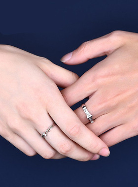 公主与骑士情侣戒指纯银对戒男女