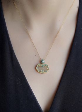 国风新品纯银珐琅鎏金镀金吊坠