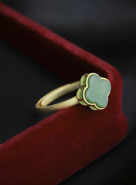 复古四叶草开口戒指女款