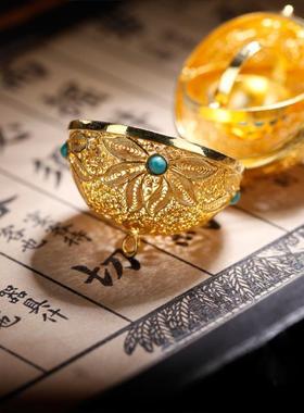 复古花丝镶嵌故宫万象香囊禁步吊坠优雅项链故宫文创香料香熏球