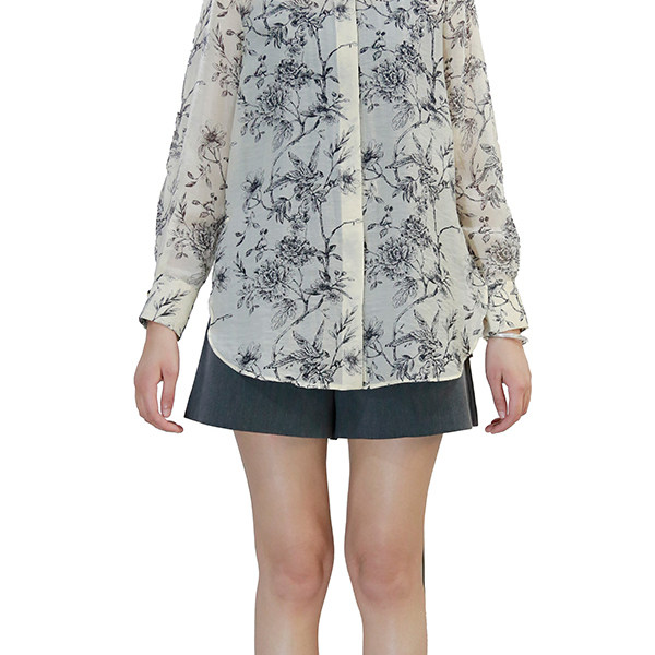 可路莎 242518春夏复古新中式链条花衬衫女雪纺长袖印花防晒衣,淘宝优惠券,粉丝福利购,淘宝优惠卷