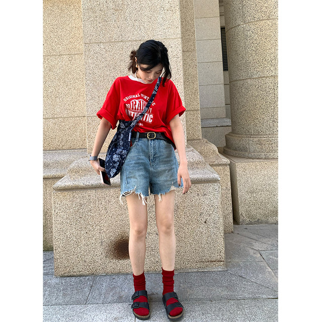 Women's short-sleeved thin letter printed cotton