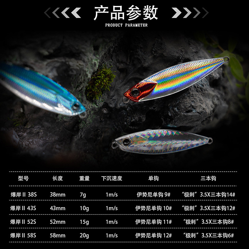 EWE美夏新款爆岸铁板二代飘落式路亚远投翘嘴鲈鱼鳜鱼假饵带单钩,淘宝优惠券,粉丝福利购,淘宝优惠卷