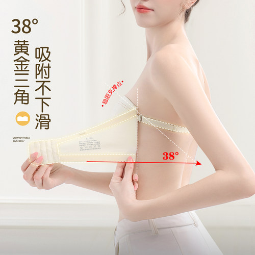 前扣抹胸无肩带内衣女防滑聚拢收副乳防下垂隐形裹胸防走光文胸罩 - 图0