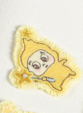 韩系新款卡通星星人布贴系列服饰发夹饰大星变装刺绣公仔配饰辅料