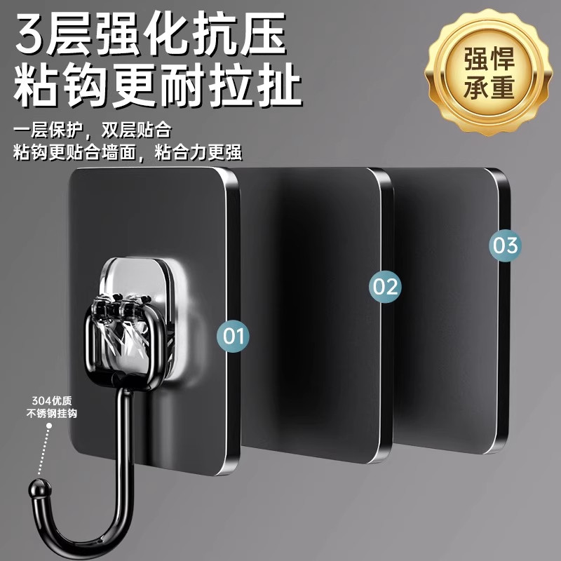 挂钩强力粘胶墙壁贴墙上承重透明无痕挂勾贴钩免打孔钩子粘贴粘钩 - 图1