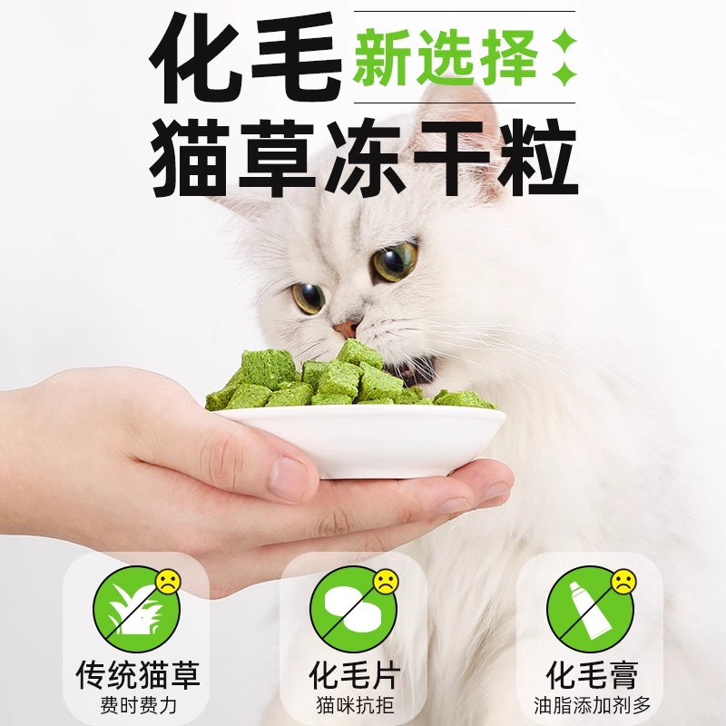 冻干猫草粒化毛球片猫草棒磨牙猫饼干幼猫增肥猫零食1.2kg囤货装 - 图0