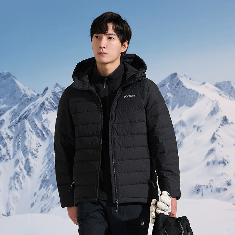 探路者2024秋冬新款轻薄羽绒服男士短款户外抗寒防风保暖立领外套