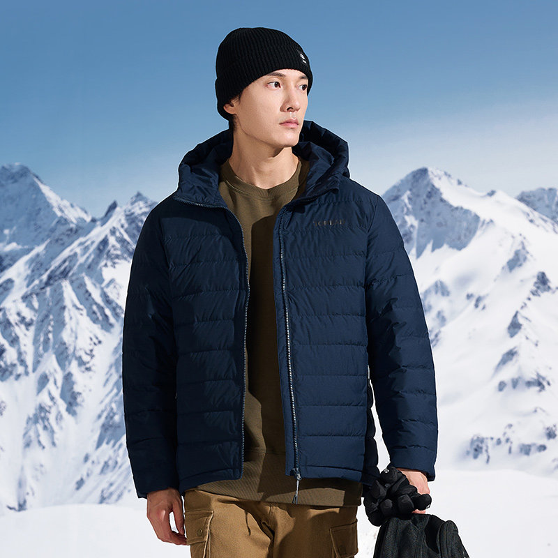 探路者2024秋冬新款轻薄羽绒服男士短款户外抗寒防风保暖立领外套