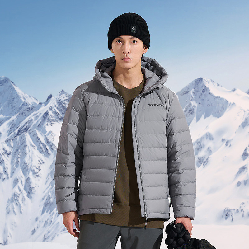 探路者2024秋冬新款轻薄羽绒服男士短款户外抗寒防风保暖立领外套
