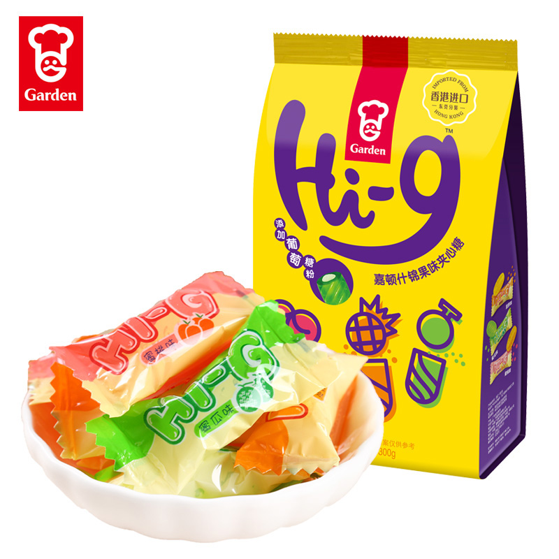 嘉顿HI-G什锦果味夹心糖300g办公休闲年货喜庆水果糖果零食品 - 图2