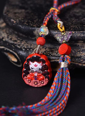 女朱砂九尾狐吊坠包挂车挂民族风