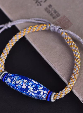 天然朱砂天珠吊坠大漆非遗工艺