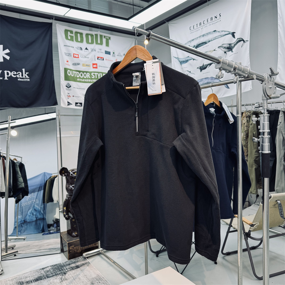 韩国面料高弹力科技自发热一体绒男女通用套头半拉链户外抓绒衣,淘宝优惠券,粉丝福利购,淘宝优惠卷