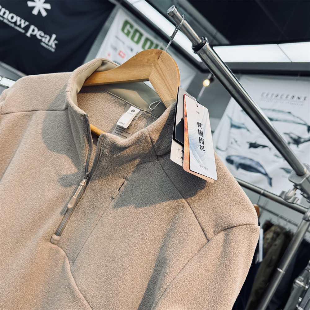 韩国面料高弹力科技自发热一体绒男女通用套头半拉链户外抓绒衣,淘宝优惠券,粉丝福利购,淘宝优惠卷