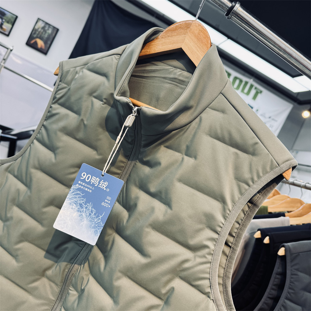 90鸭绒600蓬松男女通用防风保暖防泼水户外运动休闲羽绒马甲背心 - 图0