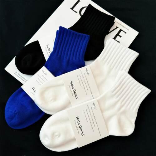 白色袜子男士短袜纯棉夏季薄款女袜男生运动袜防臭吸汗黑色短筒袜 - 图0