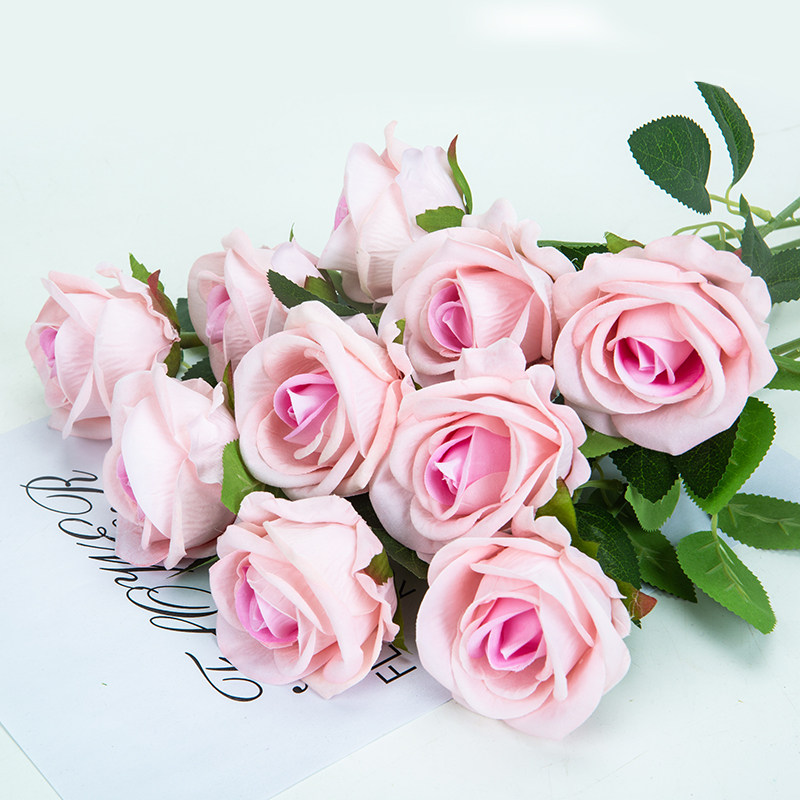 仿真玫瑰花干花束装饰情人节礼物假花客厅餐桌花摆件jk拍照直播花