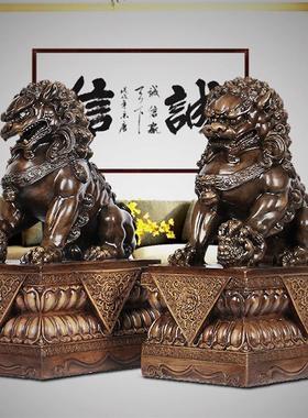 狮子摆件一对招财镇宅办公桌客厅玄关树脂狮装饰品入户门口小狮子