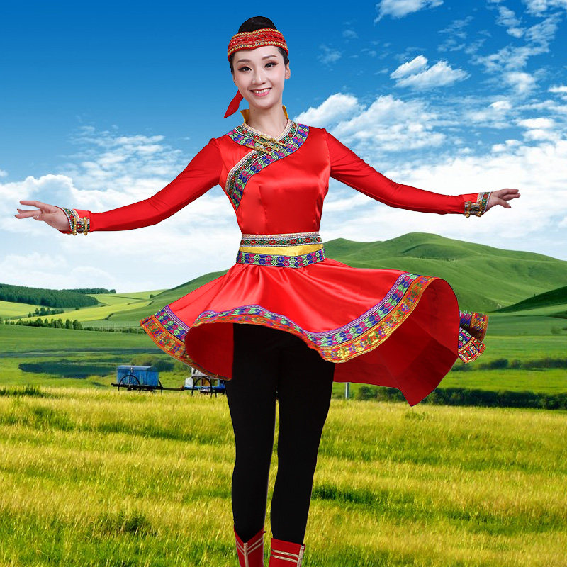 少数民族蒙古舞蹈演出服装表演服 莎朵韵民族服装/舞台装