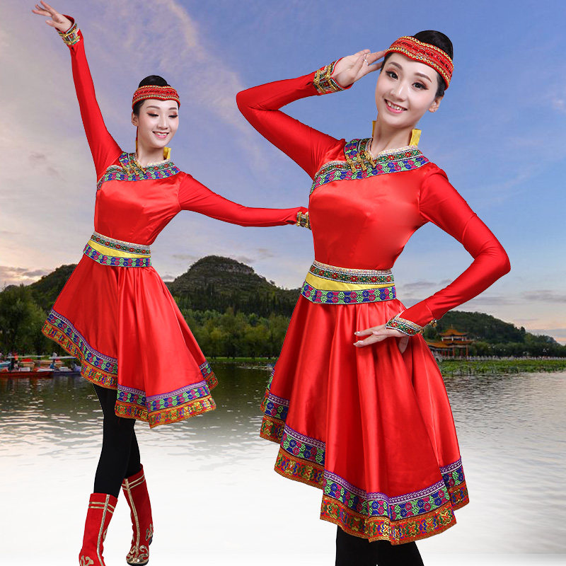 少数民族蒙古舞蹈演出服装表演服 莎朵韵民族服装/舞台装