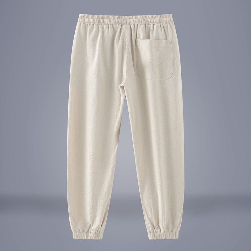 亚麻裤子男夏季薄款棉麻裤中国风大码男裤束脚哈伦裤宽松休闲长裤,淘宝优惠券,粉丝福利购,淘宝优惠卷