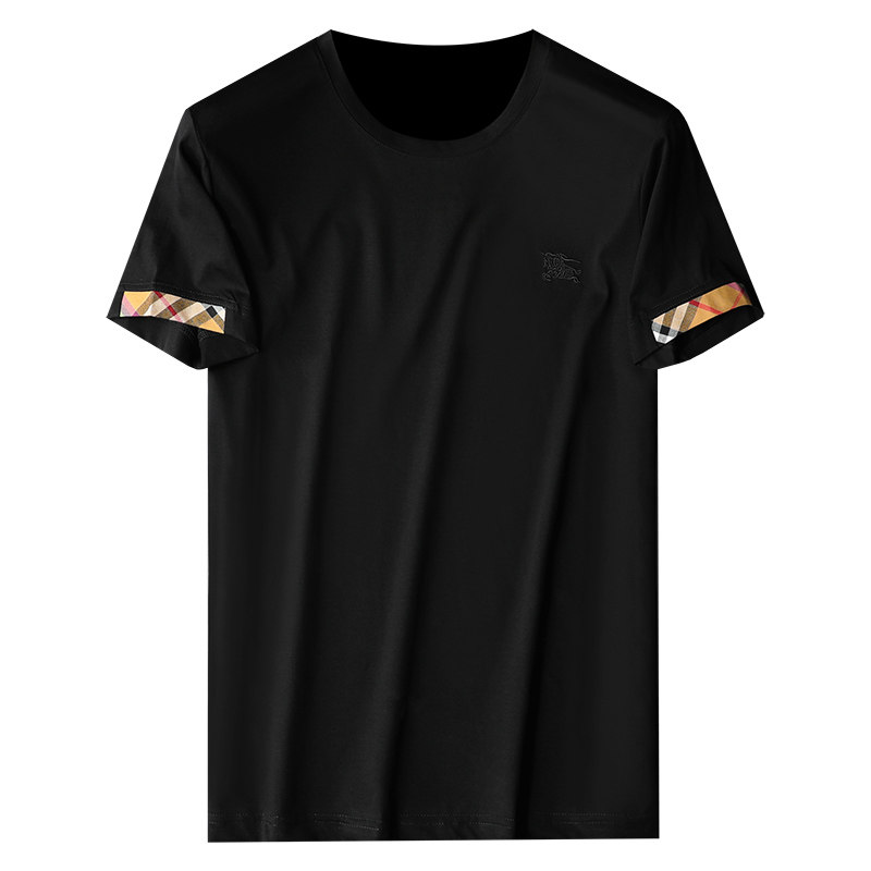 夏季巴宝莉纯色短袖男士格子t恤 柏博轻奢男装T恤