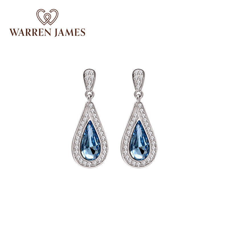 warren james华洛世奇水晶蓝女耳环 WarrenJames海外耳环