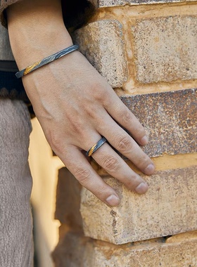 复古金错银寻流火手镯小众高级感