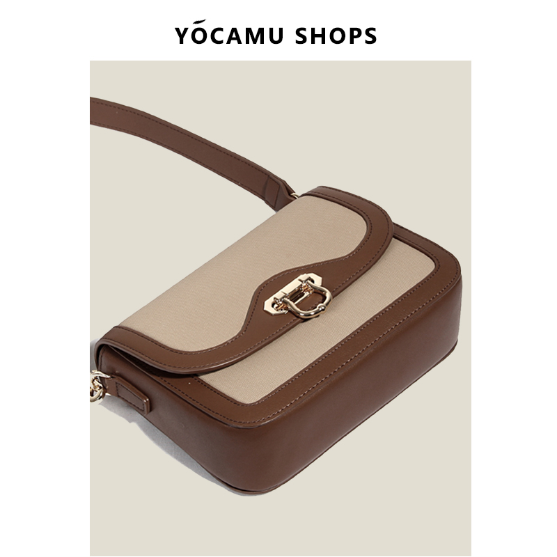 新款小方包女斜挎真皮百搭单肩包质感轻奢 2021 小众设计包包 YOCAMU