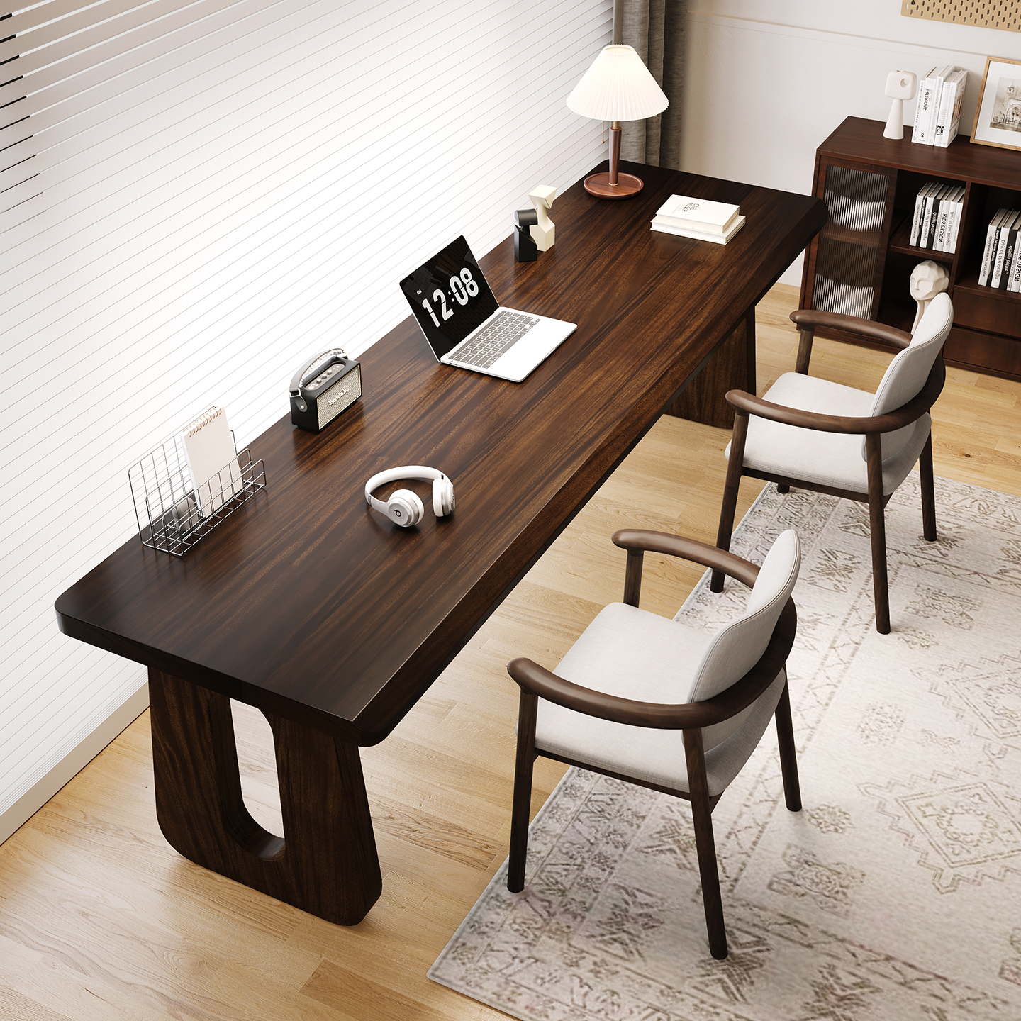 2025新款南美胡桃木书桌家用办公桌实木电脑桌写字桌靠墙书房书桌 - 图2