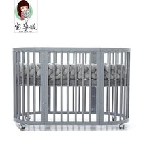 Crib round bed Childrens bed pine wood removable diaper table with mosquito net solid wood with guardrail baby splicing large bed